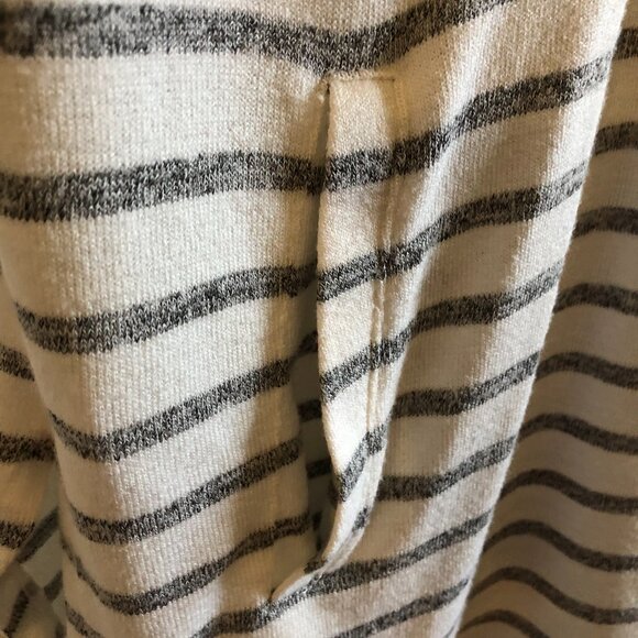 Banana Republic Hoodie Stripe Sweatshirt Kangaroo Pocket White & Grey Pullover - Picture 9 of 15